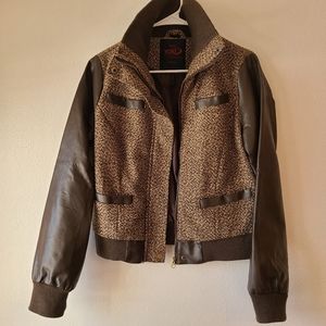 Yoki Jacket, Large, Brown tweed with pleather, fits like Medium.
